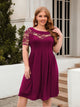 Plus Size Ruched Round Neck Short Sleeve Dress Trandify deal