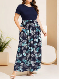 Plus Size Printed Round Neck Short Sleeve Maxi Dress Trandify Deal