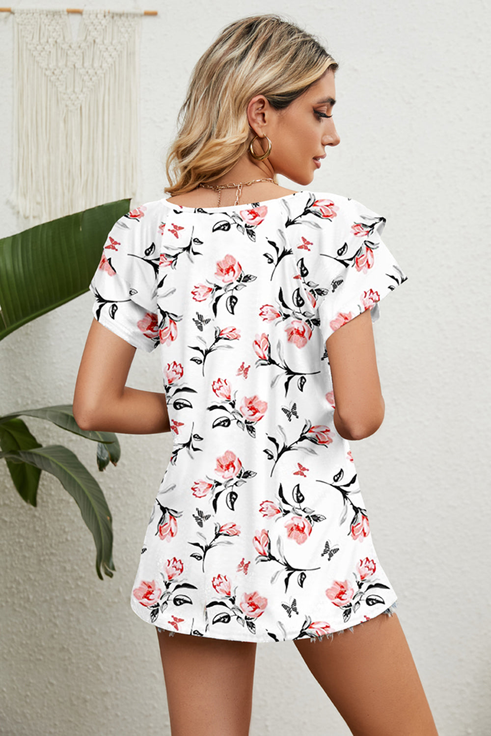 V-Neck Short Sleeve Blouse Trandify deal