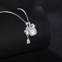 Moissanite Bowknot Pendant Necklace - Sterling Silver