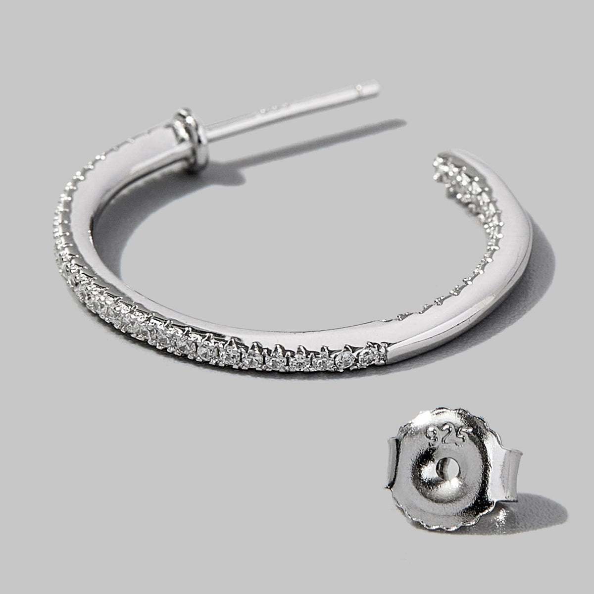 Zircon 925 Sterling Silver C-Hoop Earrings Trandify Deal