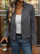 Perfee Textured Button Up Long Sleeve Jacket Trandify deal