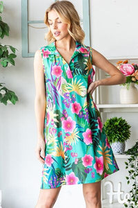 Heimish Floral Johnny Collar Plus Size Dress for Women - Boho Summer Outfit - US Sizes 12-24 - Trandifydeal