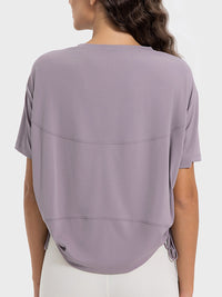 Millennia Drawstring Round Neck Short Sleeve Active T-Shirt Trandify deal