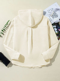 Drawstring Half Button Long Sleeve Hoodie Trandify Deal