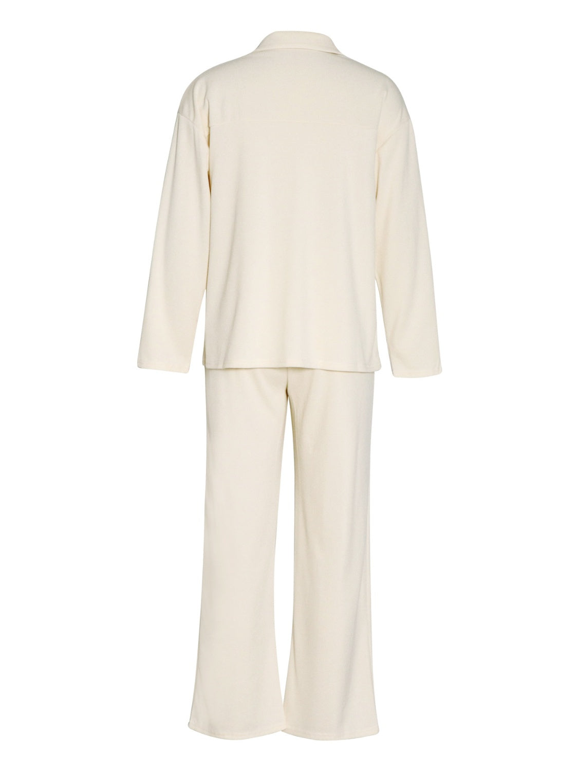 Collared Neck Long Sleeve Top and Drawstring Pants Set Trandify Deal