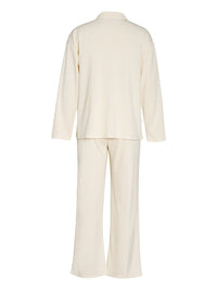 Collared Neck Long Sleeve Top and Drawstring Pants Set Trandify Deal