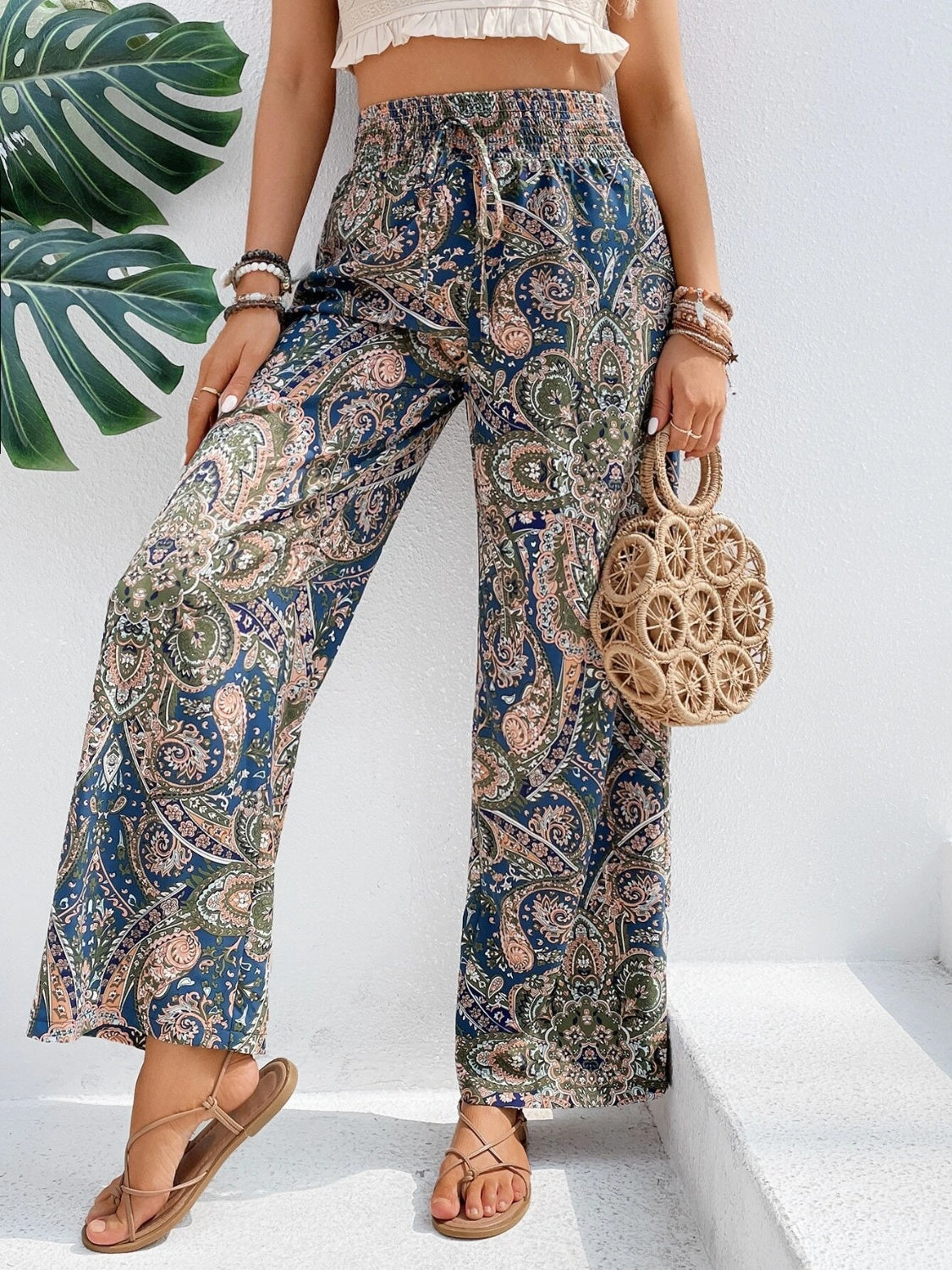 Printed Wide Leg Pants Trandify deal