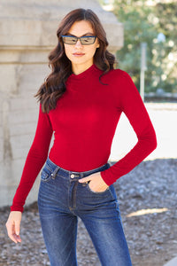 Basic Bae Full Size Mock Neck Long Sleeve Bodysuit Trandify Deal