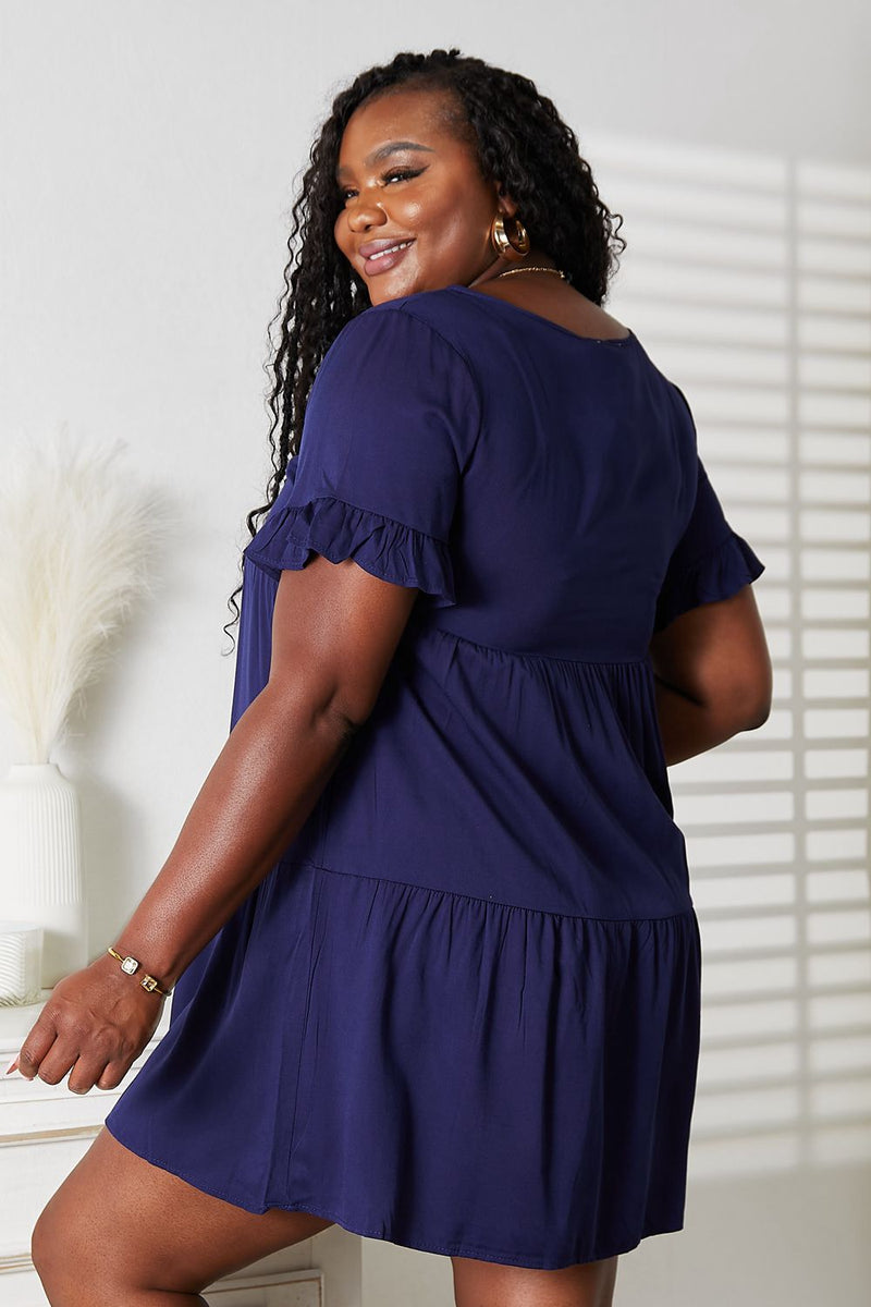 V-Neck Flounce Sleeve Tiered Dress Trandify deal