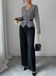 Women's Houndstooth Blazer & Wide Leg Pants Set
