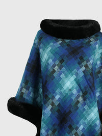 Faux Fur Trim Poncho Trandify Deal