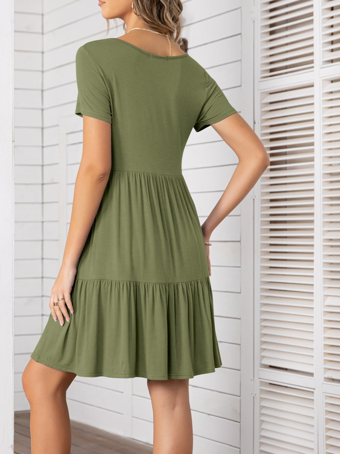 Round Neck Short Sleeve Mini Tee Dress Trandify deal