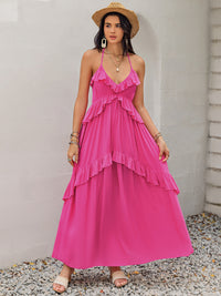 Ruffled Halter Neck Sleeveless Maxi Dress Trandify Deal