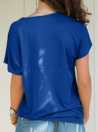 Asymmetrical Neck Short Sleeve T-Shirt Trandify Deal