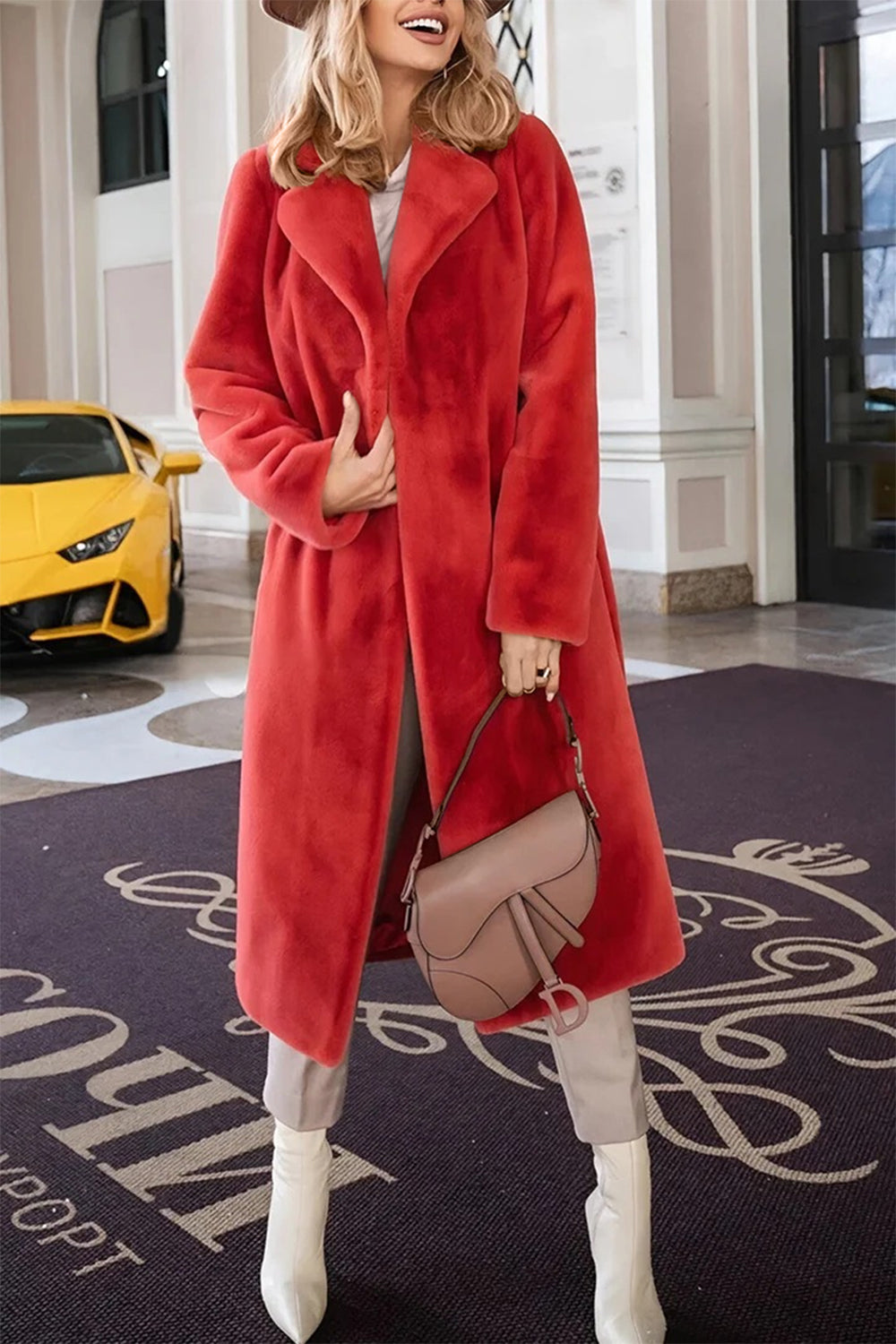 Full Size Fuzzy Tied Collared Neck Coat Trandify Deal