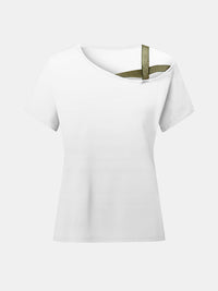 Asymmetrical Neck Short Sleeve T-Shirt Trandify Deal