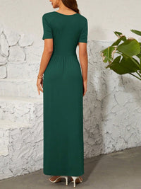 Surplice Short Sleeve Maxi Dress Trandify deal