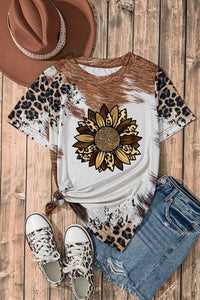 Sunflower Graphic Round Neck Short Sleeve T-Shirt Trandify Deal