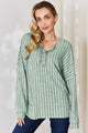 Basic Bae Full Size Ribbed Half Button Long Sleeve T-Shirt Trandify Deal