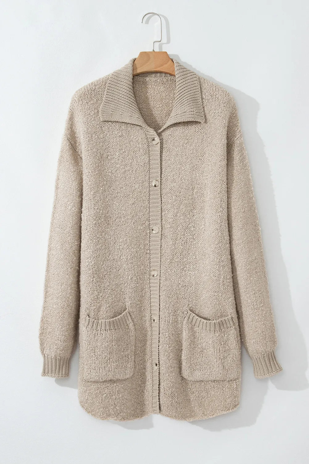 Pocketed Button Up Long Sleeve Cardigan Trandify Deal
