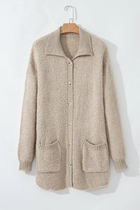 Pocketed Button Up Long Sleeve Cardigan Trandify Deal