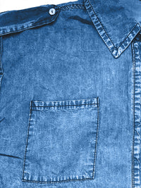 Collared Neck Cap Sleeve Denim Top Trandify deal