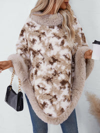 Furry Contrast Three-Quarter Poncho Trandify Deal