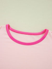 Letter Graphic Color Block Round Neck Half Sleeve T-Shirt Trandify Deal
