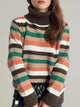 Contrast Stripes Turtleneck Long Sleeve Sweater Trandify Deal