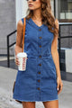 Full Size Button Up V-Neck Sleeveless Denim Dress Trandify deal