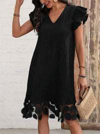Ruffled V-Neck Cap Sleeve Dress Trandify Deal