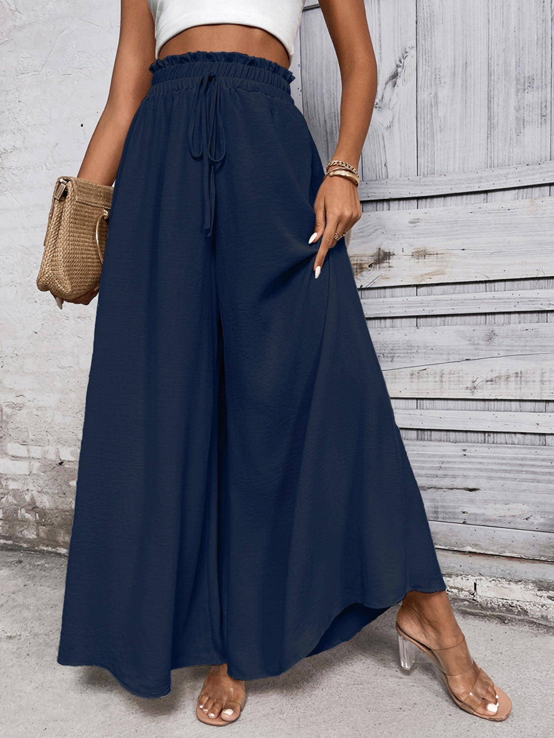 Tied High Waist Wide Leg Pants Trandify deal