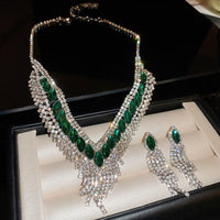 Copper Rhinestone Earrings and Necklace Jewelry Set Trandify Deal