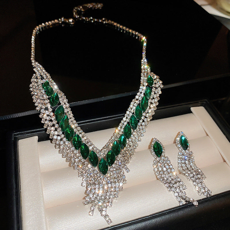 Copper Rhinestone Earrings and Necklace Jewelry Set Trandify Deal