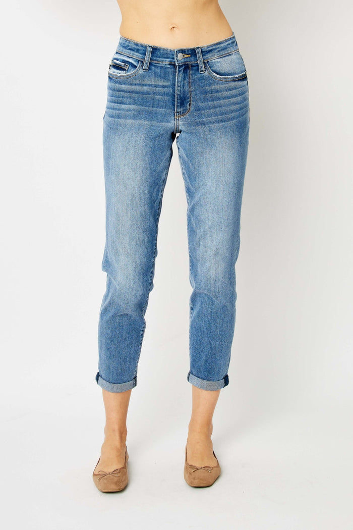 Judy Blue Full Size Cuffed Hem Slim Jeans Trandify deal