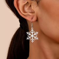Christmas Snowflake Dangle Earrings, Rhinestone Alloy Jewelry
