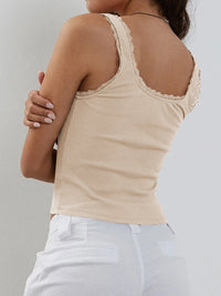 Lace Detail Square Neck Tank Trandify deal