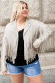 Plus Size Fringe Open Front Jacket Trandify deal