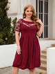 Plus Size Ruched Round Neck Short Sleeve Dress Trandify deal