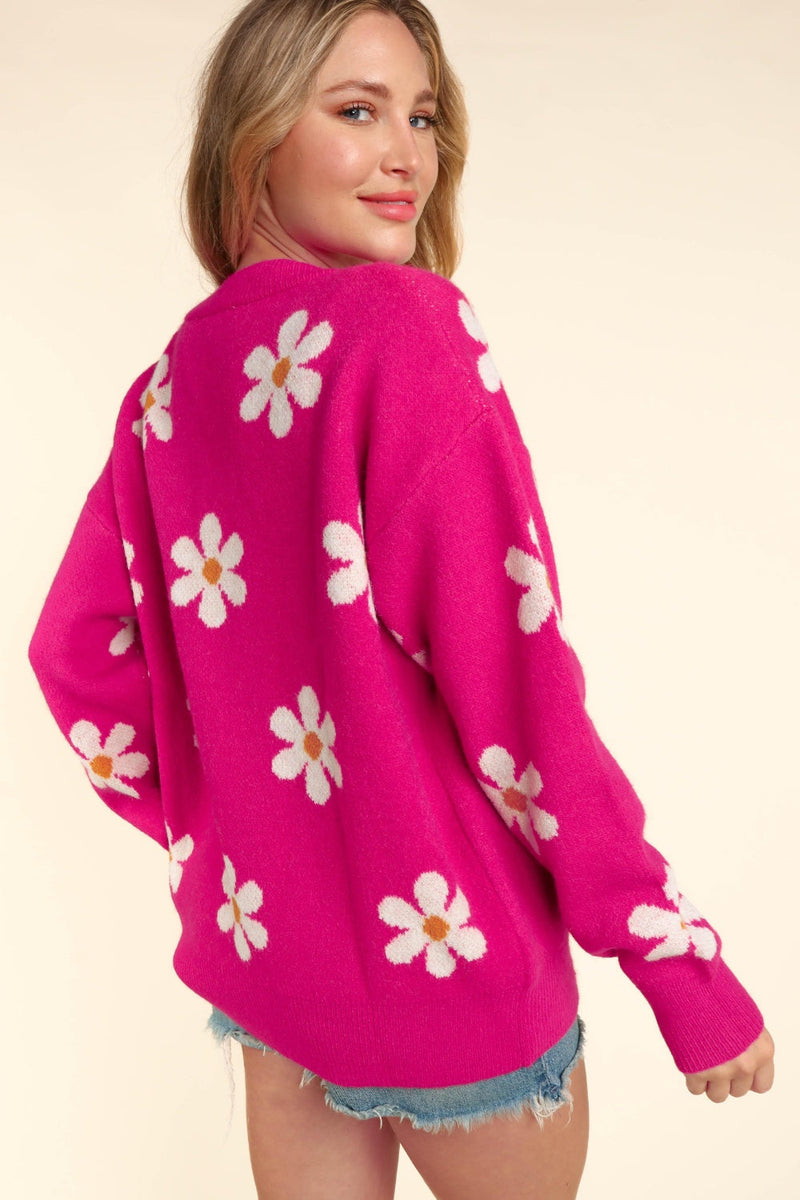 Haptics Full Size Daisy Floral Button Down Long Sleeve Cardigan Trandify deal