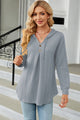 Decorative Button Drawstring Long Sleeve Hoodie Trendsi