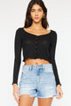 Kancan High Waist Frayed Denim Shorts Trandify deal