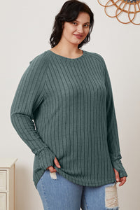 Basic Bae Full Size Ribbed Thumbhole Sleeve T-Shirt Trandify Deal