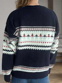 Contrast Round Neck Dropped Shoulder Sweater Trandify Deal