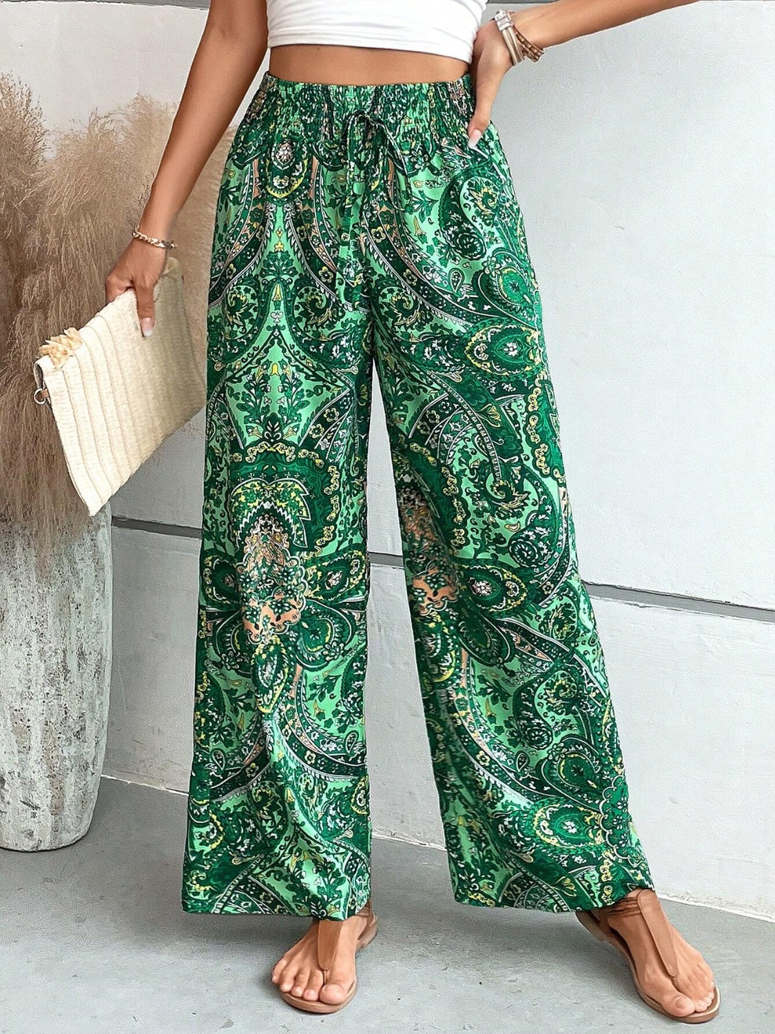 Printed Wide Leg Pants Trandify deal