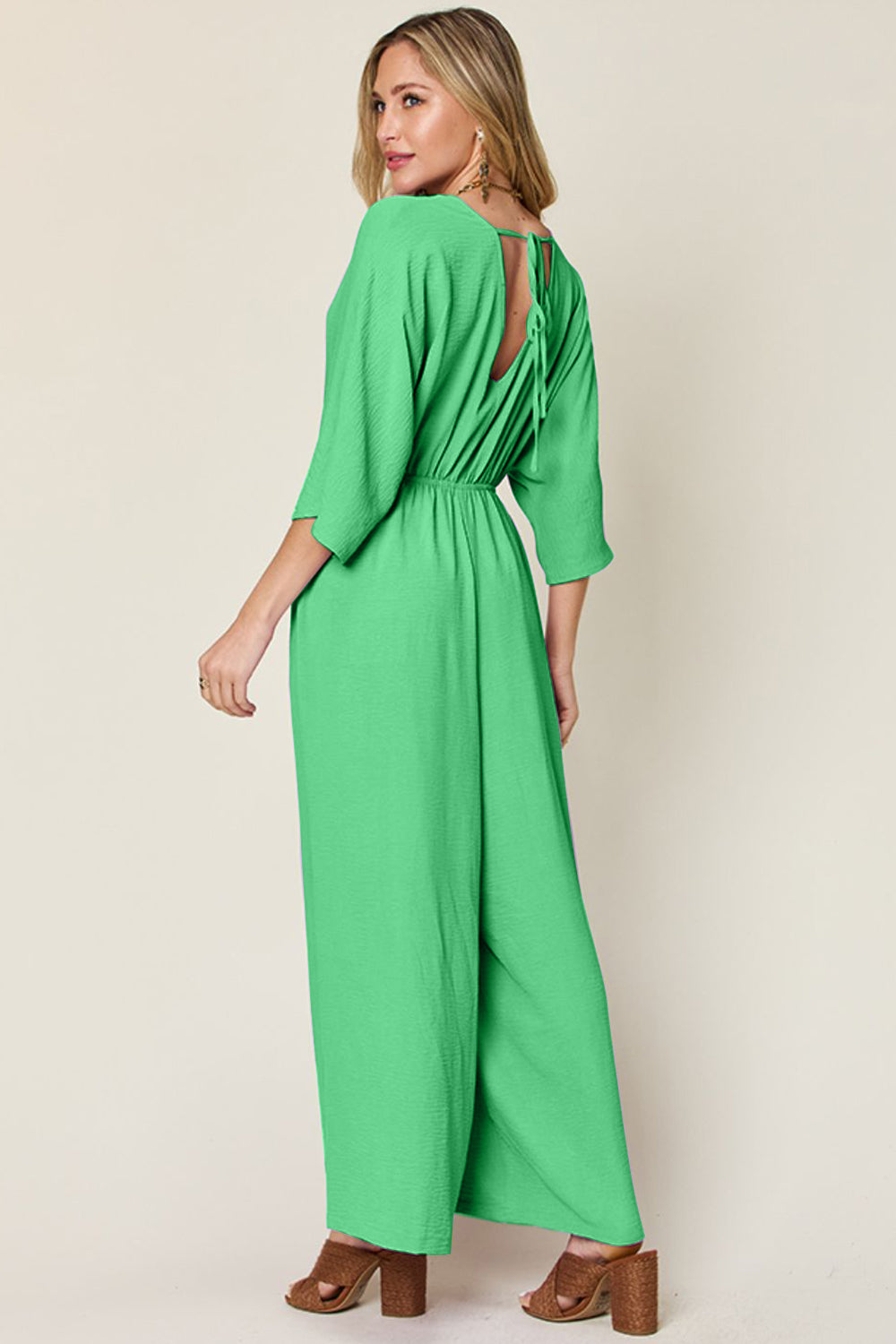 Double Take Full Size Surplice Wide Leg Jumpsuit with Pockets Trandify Deal