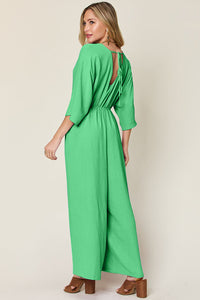 Double Take Full Size Surplice Wide Leg Jumpsuit with Pockets Trandify Deal