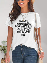 Letter Graphic Round Neck Short Sleeve T-Shirt Trandify deal