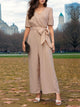Trendy Tied Short Sleeve Wide Leg Jumpsuit for Women – TrandifyDeal